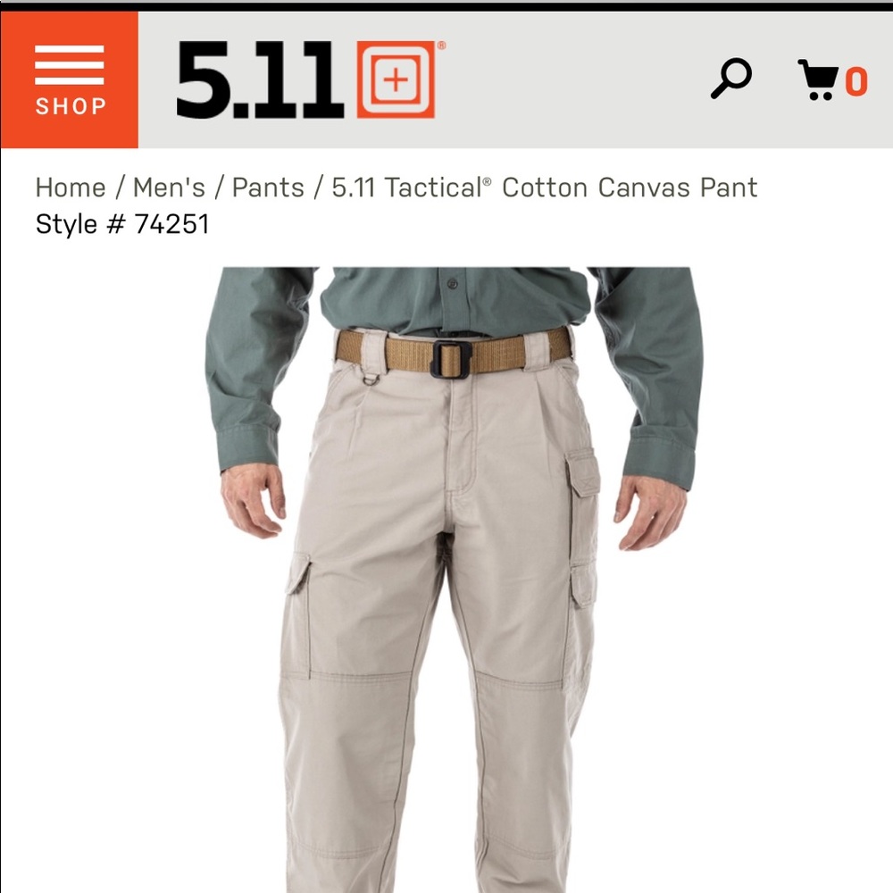 5.11 TACTICAL COTTON CANVAS PANT size 32/30